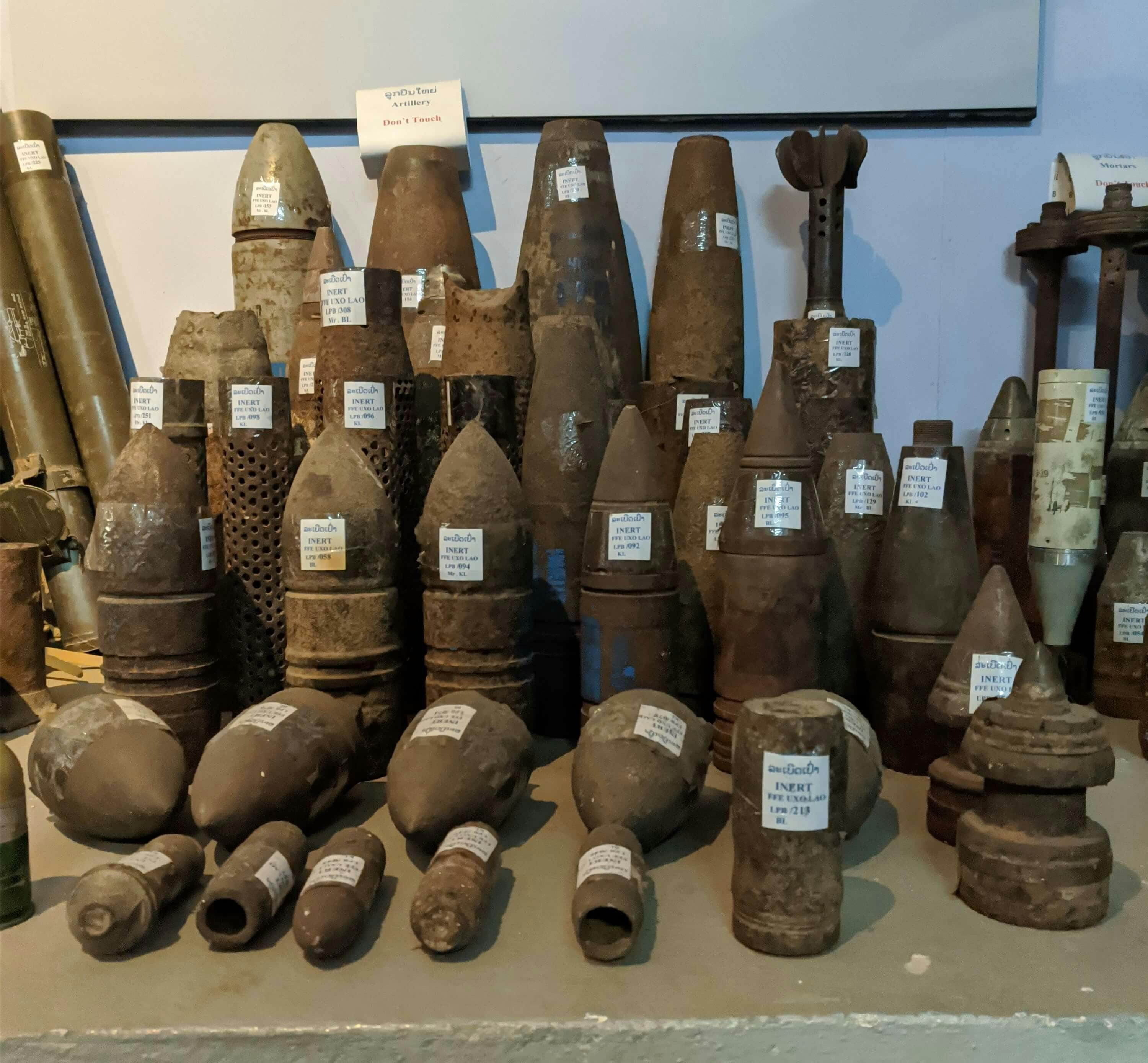 Some UXO found in Laos, on display at the COPE museum in Luang Prabang